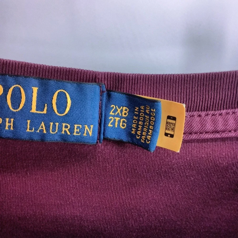 POLO RALPH LAUREN Long Sleeve T-Shirt Mens 2XB Burgundy Big & Tall Pony Logo